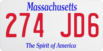 MA license plate 274JD6
