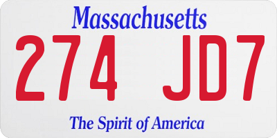 MA license plate 274JD7