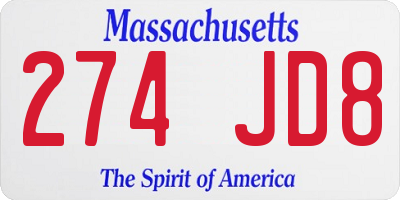 MA license plate 274JD8