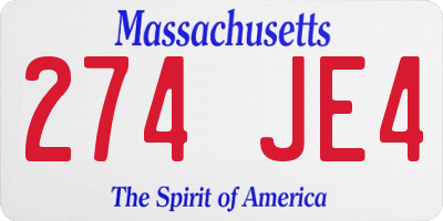 MA license plate 274JE4