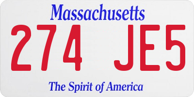 MA license plate 274JE5