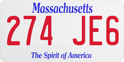 MA license plate 274JE6