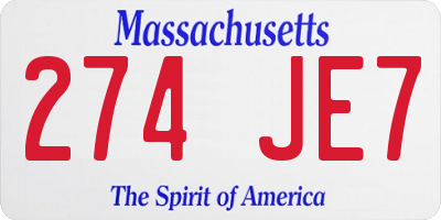 MA license plate 274JE7