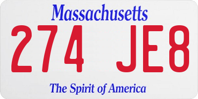 MA license plate 274JE8