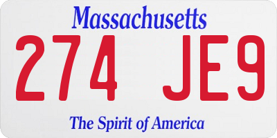 MA license plate 274JE9