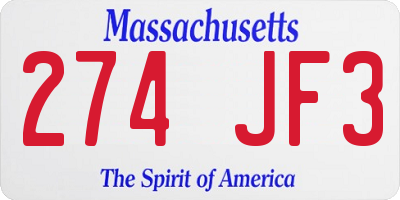 MA license plate 274JF3