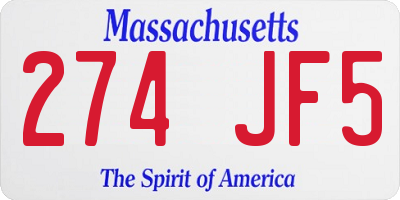 MA license plate 274JF5