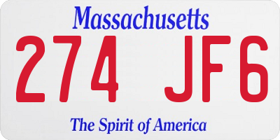 MA license plate 274JF6
