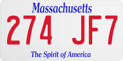 MA license plate 274JF7