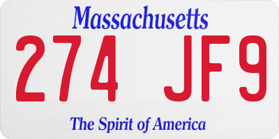 MA license plate 274JF9