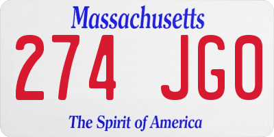 MA license plate 274JG0
