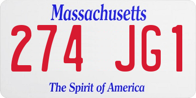 MA license plate 274JG1