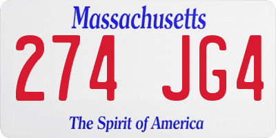 MA license plate 274JG4