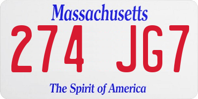 MA license plate 274JG7