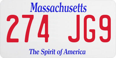 MA license plate 274JG9
