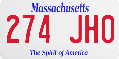 MA license plate 274JH0