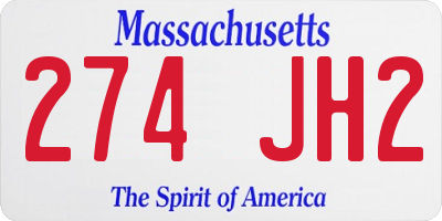 MA license plate 274JH2