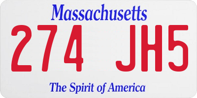 MA license plate 274JH5