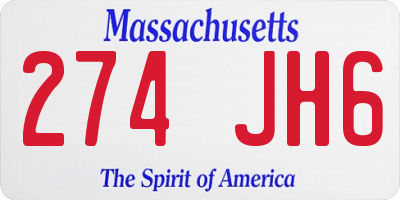 MA license plate 274JH6