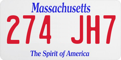 MA license plate 274JH7