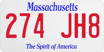MA license plate 274JH8