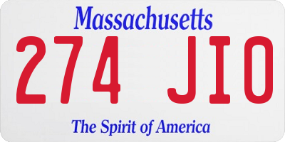 MA license plate 274JI0