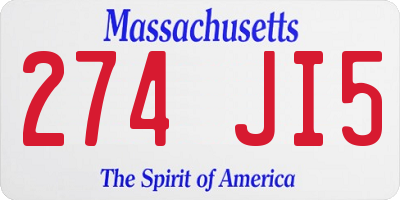 MA license plate 274JI5