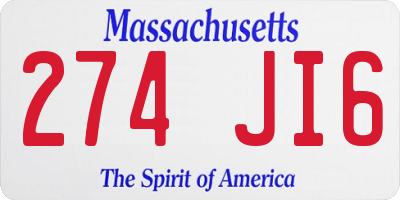 MA license plate 274JI6