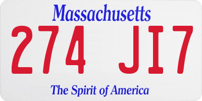 MA license plate 274JI7