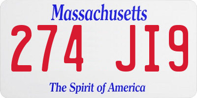 MA license plate 274JI9