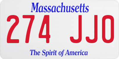 MA license plate 274JJ0