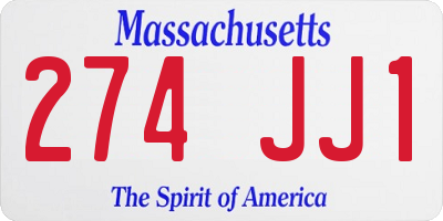 MA license plate 274JJ1