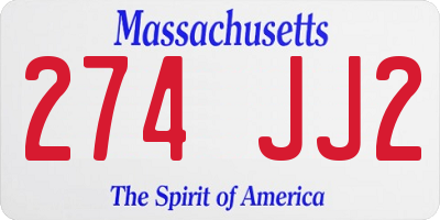 MA license plate 274JJ2