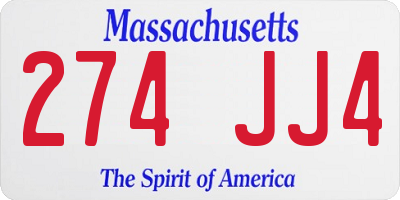 MA license plate 274JJ4