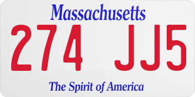 MA license plate 274JJ5