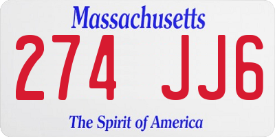 MA license plate 274JJ6