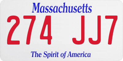 MA license plate 274JJ7
