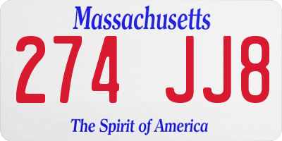 MA license plate 274JJ8