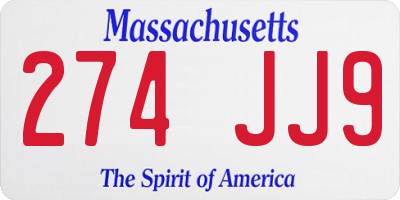 MA license plate 274JJ9
