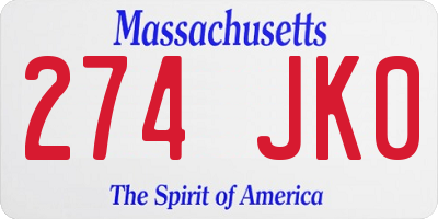 MA license plate 274JK0