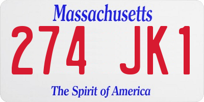 MA license plate 274JK1