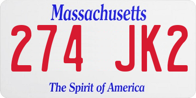 MA license plate 274JK2