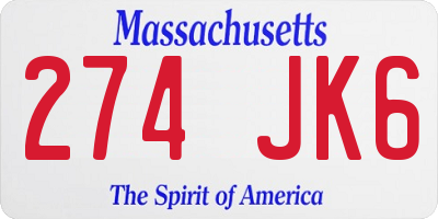 MA license plate 274JK6