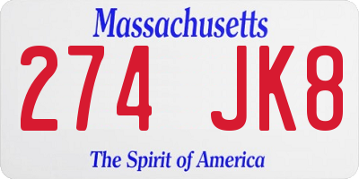 MA license plate 274JK8