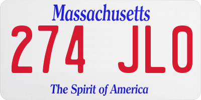 MA license plate 274JL0