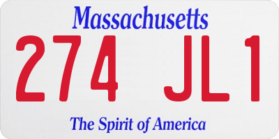 MA license plate 274JL1