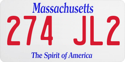 MA license plate 274JL2