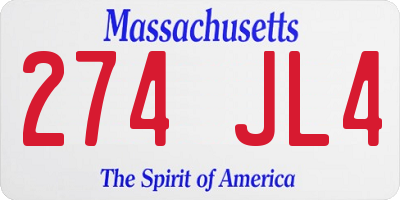 MA license plate 274JL4