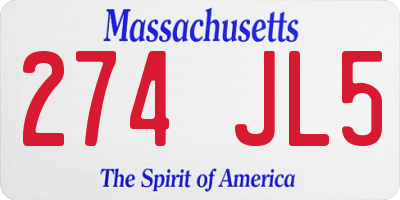 MA license plate 274JL5