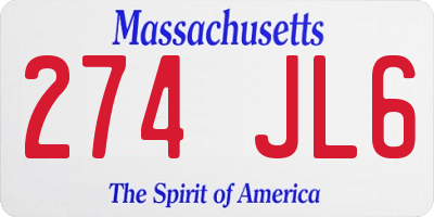 MA license plate 274JL6